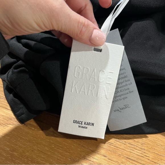 Grace Karin Black Scalloped Neck/Waistline Midi Pencil Dress-2XL-NWT - Picture 7 of 10